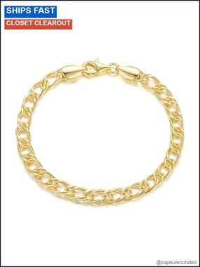 14K Gold Plated Cuban Chain Bracelet for Women Link Charm